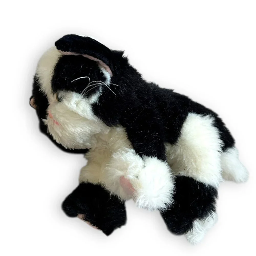 RARE Vintage 1992 Tyco Kitty Kitty Kittens Tuxedo Cat Plush Black White Purring